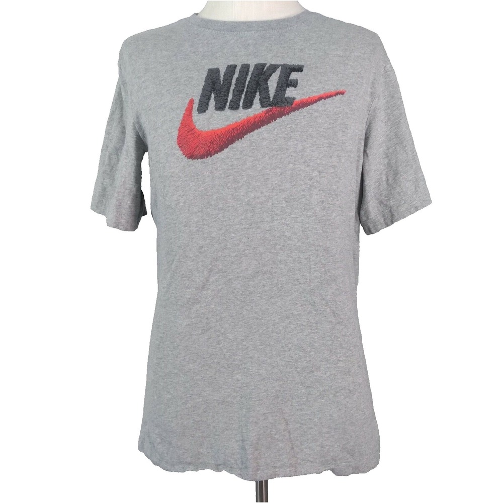 Nike T-Shirt Mens L Grey Spell Out Graphic‎ Swoosh Short Sleeve Cotton Tee